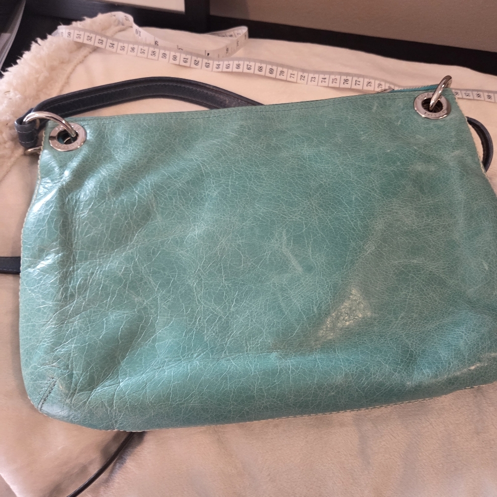 Coach Poppy Spectator Hippie Green Blue Leather Crossbody Bag - Picture 8 of 14